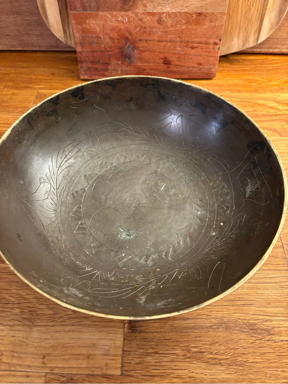 Brass Pedestal Decorative Bowl - Amber Brass Finish